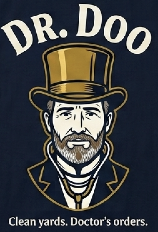 Dr. Doo — a distinguished top-hatted gentleman, the face of Dr. Doo yard sanitation